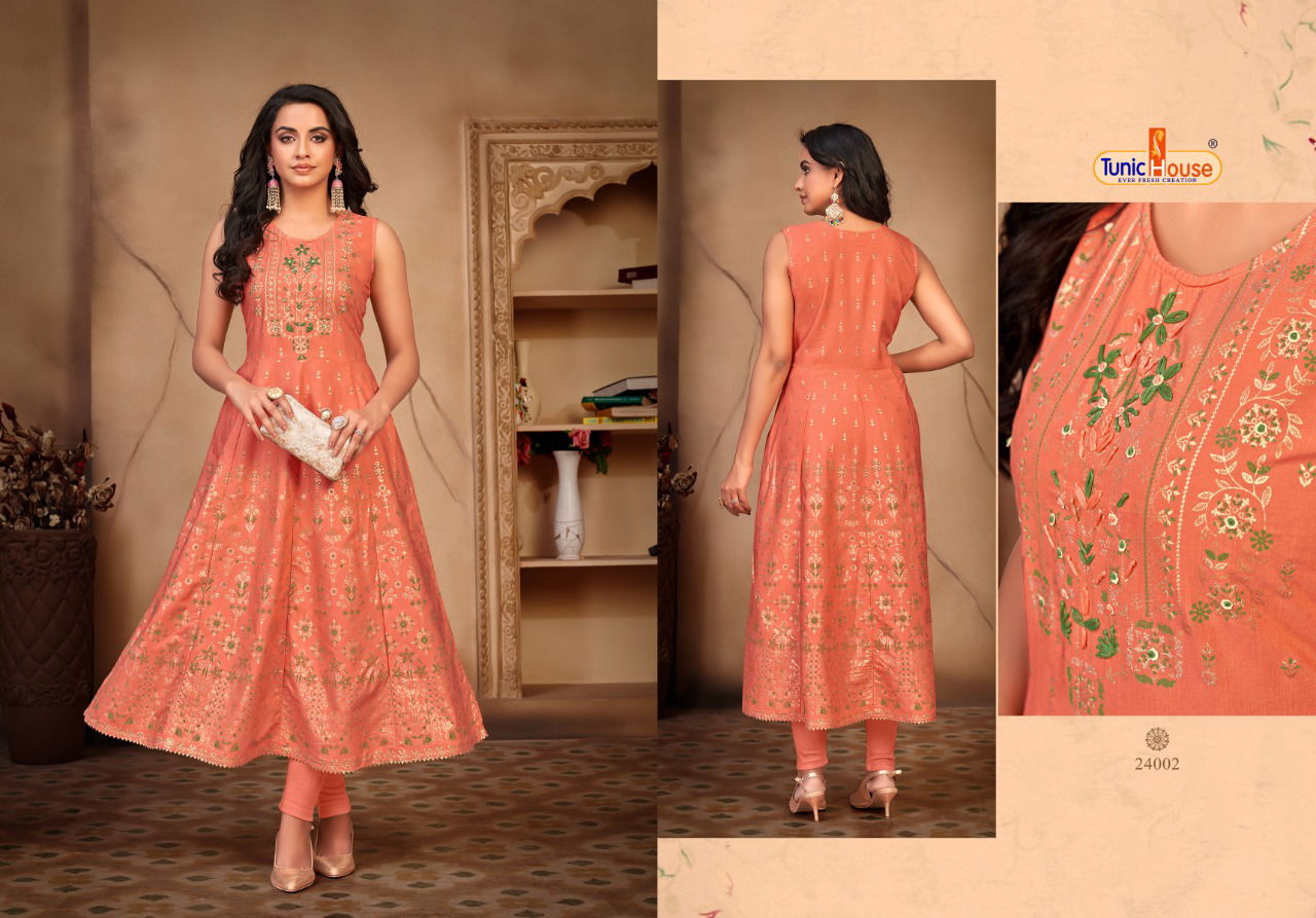 Tunic House Pankhudi Ethnic Wear Printed Designer Long Kurti Collection